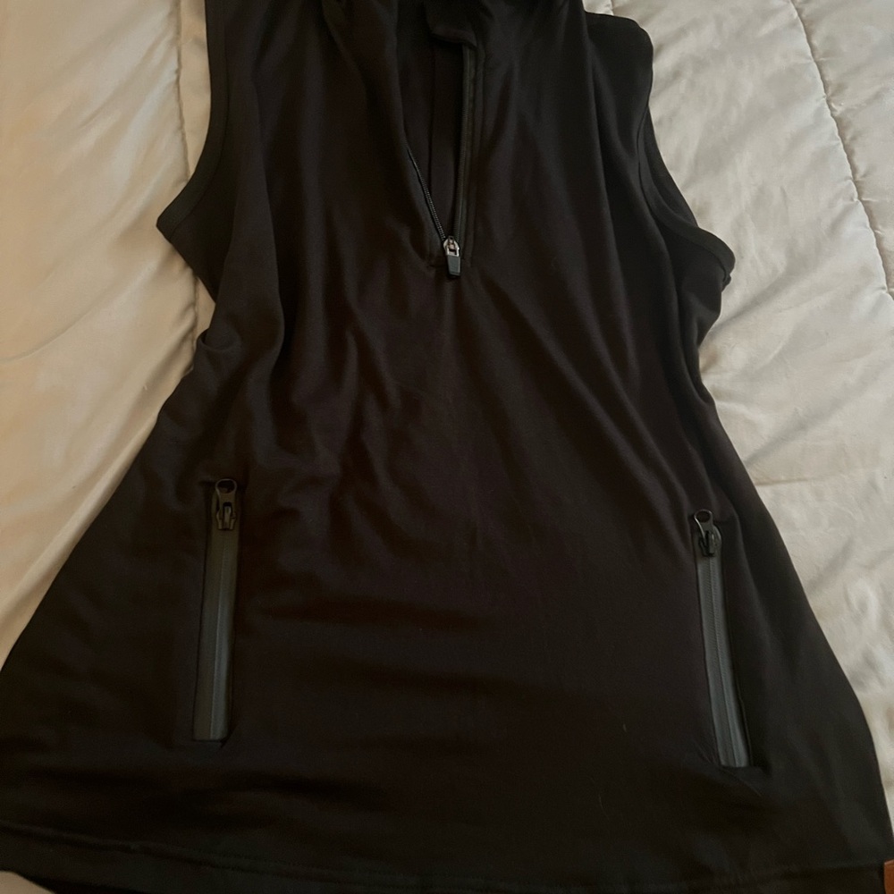 Sleeveless Black Zip Tank Top